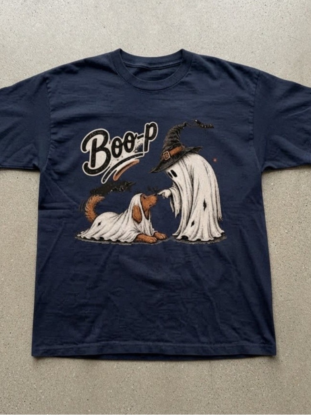Ghost Dog Boo-p Cute Spooky Graphic Art Red Gildan T-Shirt